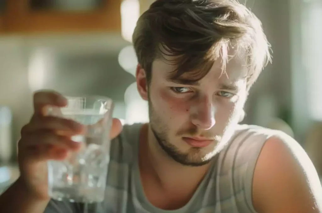 Personne malade avec de l'eau